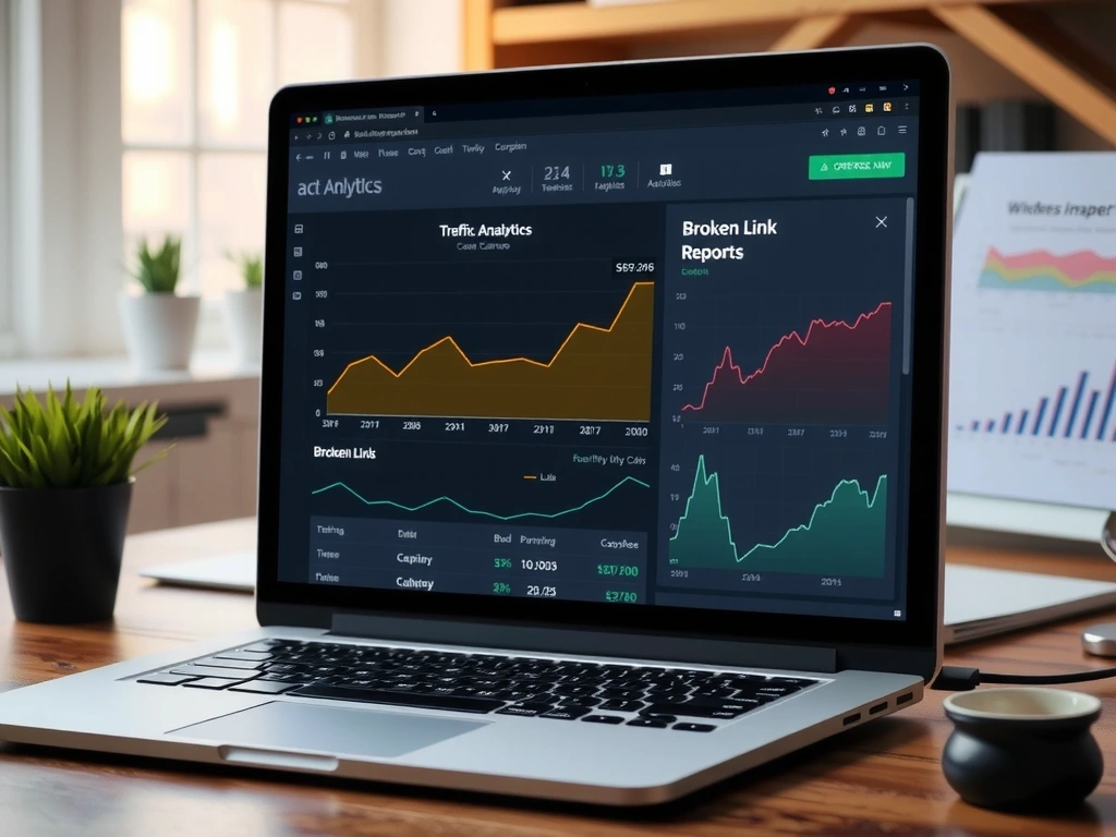 Pantalla de analítica web mostrando un enlace roto resaltado en gráfico de tráfico
